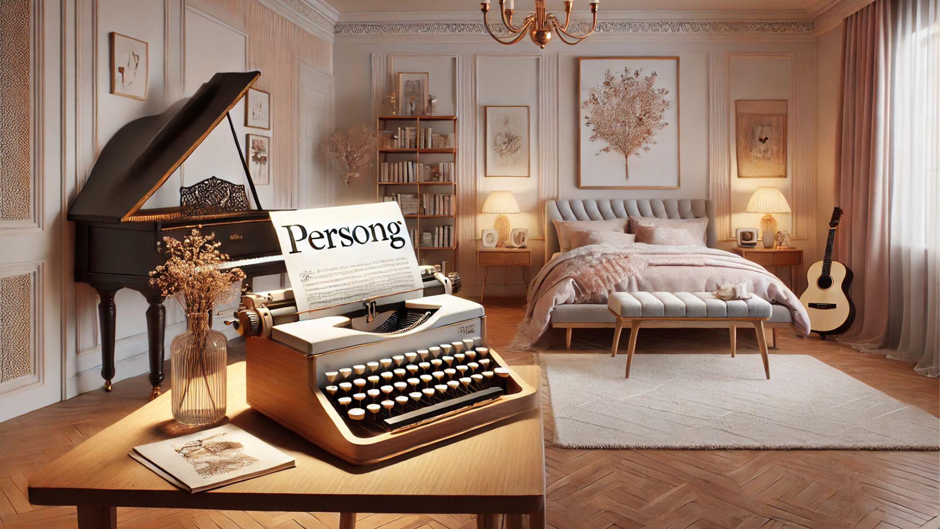 A typewriter with Persong branding